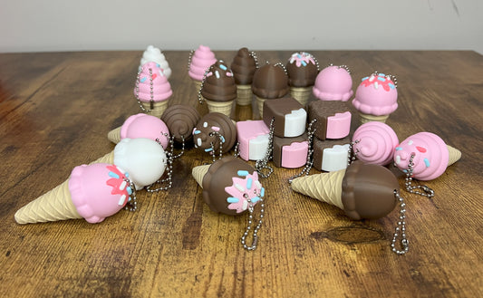 3D Ice Cream Fidget Clicker Keychain - Sensory Stress Relief Toy - Ice Cream Charm