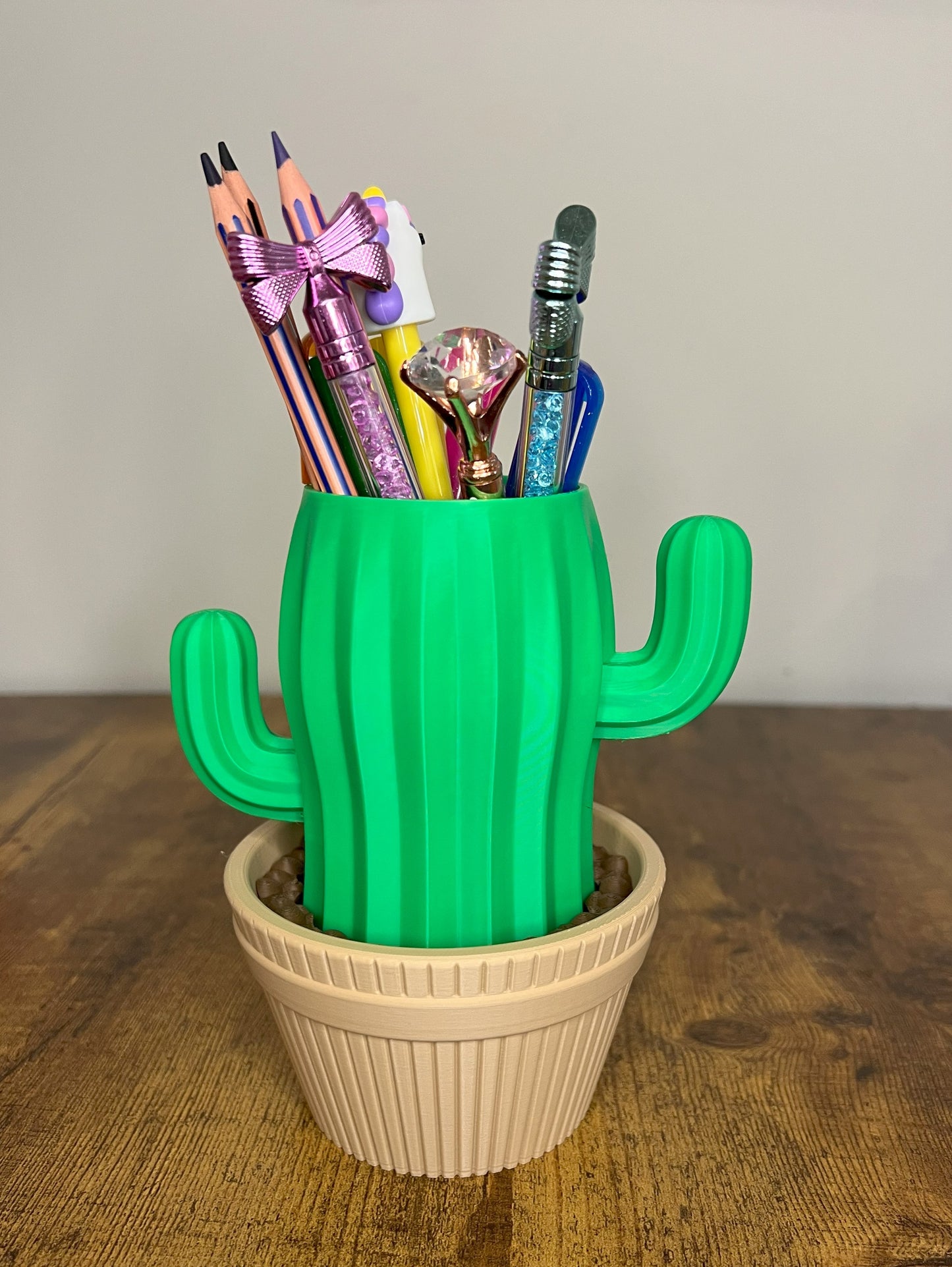 Cactus Pencil Holder – Hidden Compartment for paper clips, Desk Organizer, Cute Office Decor, 3D printer, gift