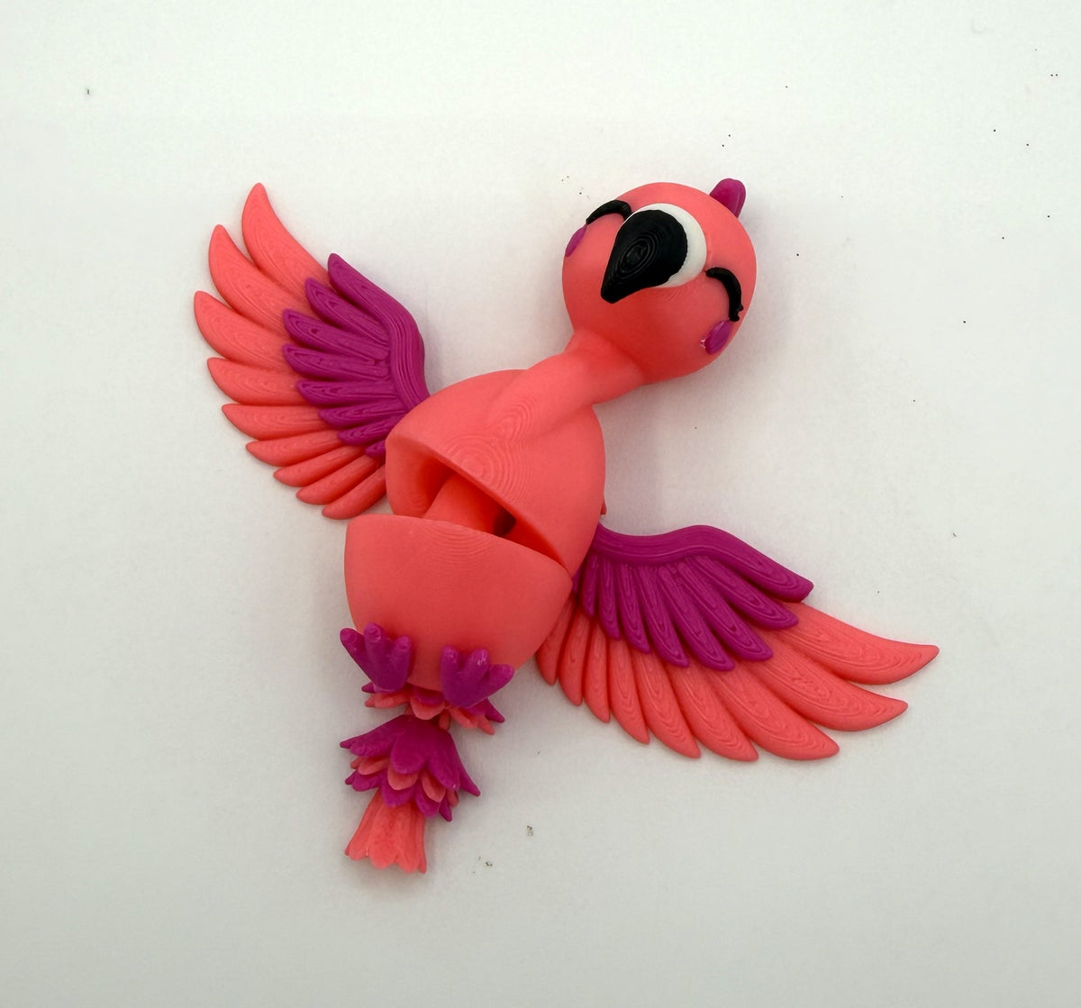 Fluffy Tail Cute Flexi FLAMINGO with Articulated wings- Toy, Keychain