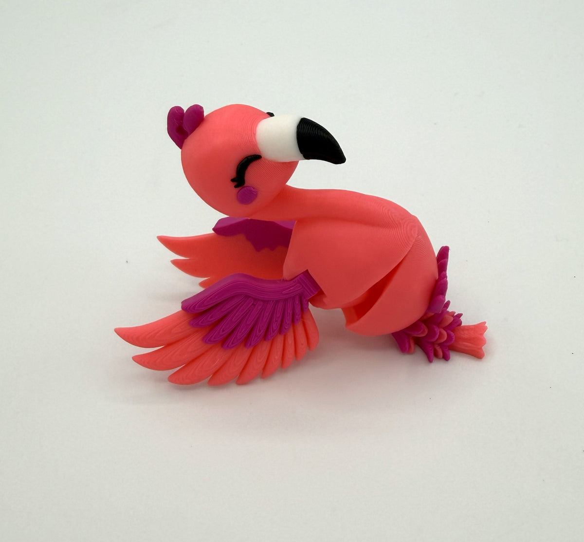 Fluffy Tail Cute Flexi FLAMINGO with Articulated wings- Toy, Keychain