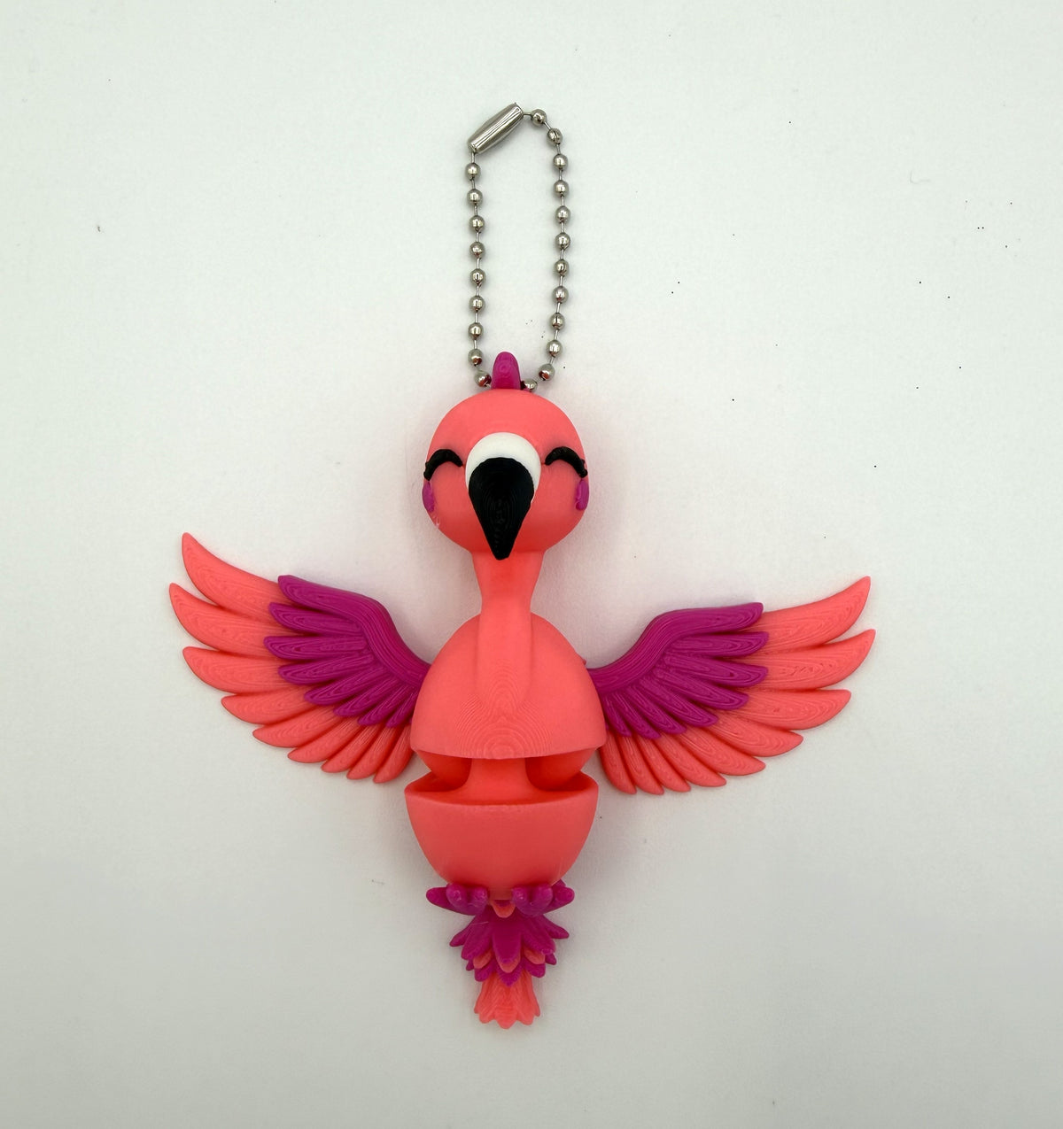 Fluffy Tail Cute Flexi FLAMINGO with Articulated wings- Toy, Keychain