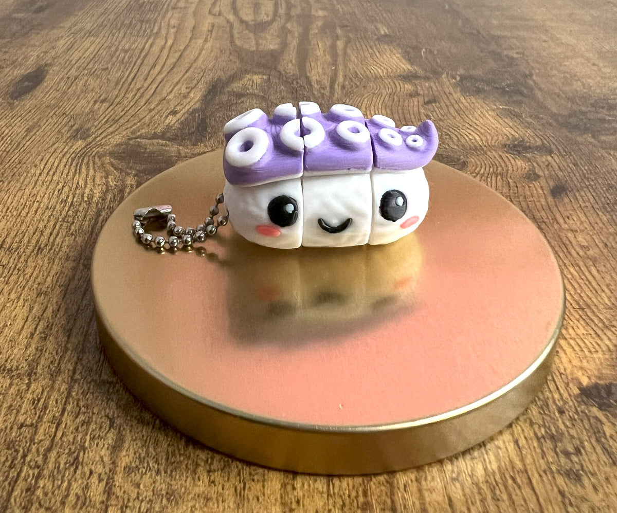 Cute Flexi Sushi Nigiri keychain/ 3D Printed Stress Relief/ Unique Flexi Food Fidget for Kids/ Gift for Toy Lovers