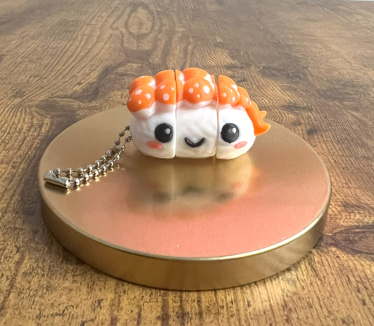 Cute Flexi Sushi Nigiri keychain/ 3D Printed Stress Relief/ Unique Flexi Food Fidget for Kids/ Gift for Toy Lovers