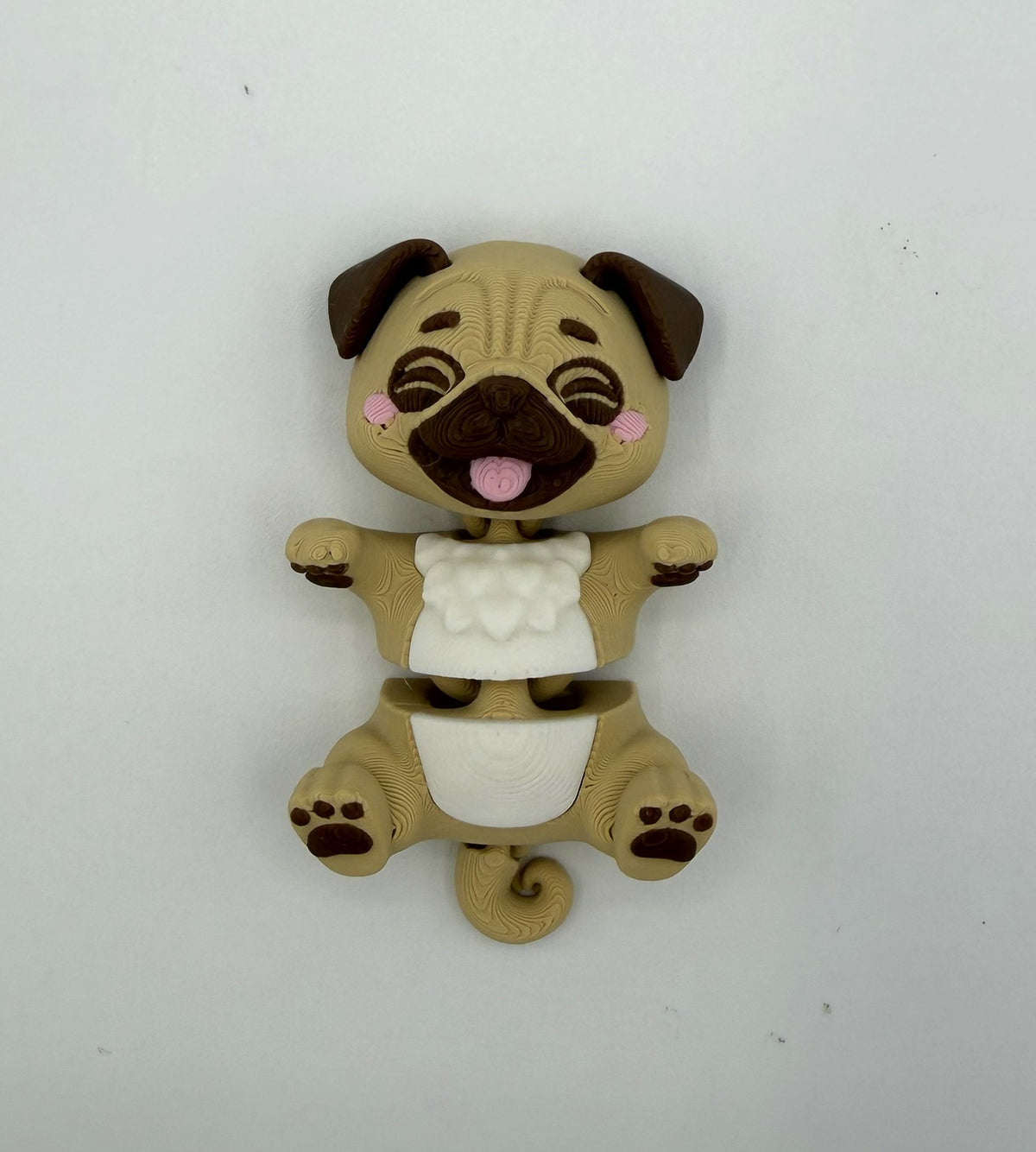 Fluffy Tail Cute Flexi Baby PUG - Articulated Toy, Keychain