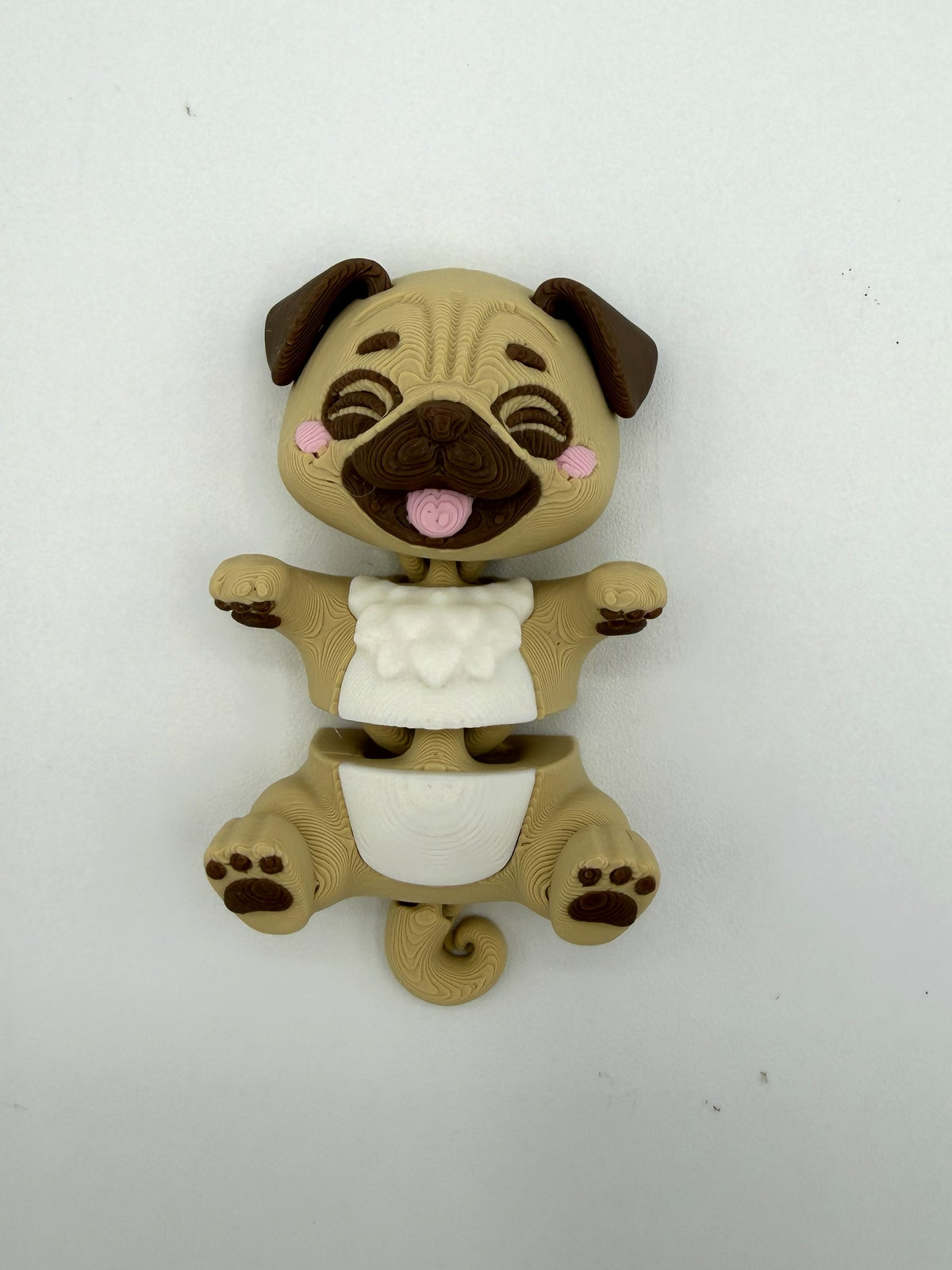 Fluffy Tail Cute Flexi Baby PUG - Articulated Toy, Keychain